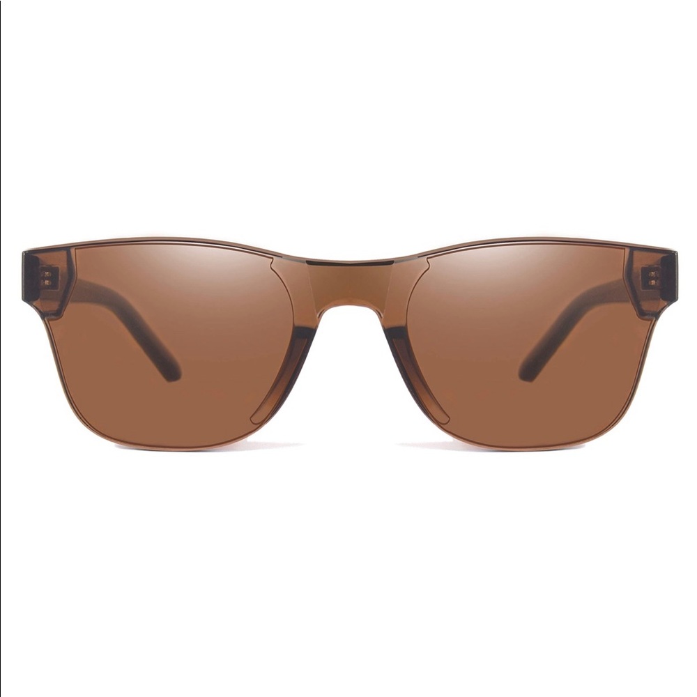 Rimless Wayfarer Sunglasses Retro Brown Classic - Picture 3 of 5